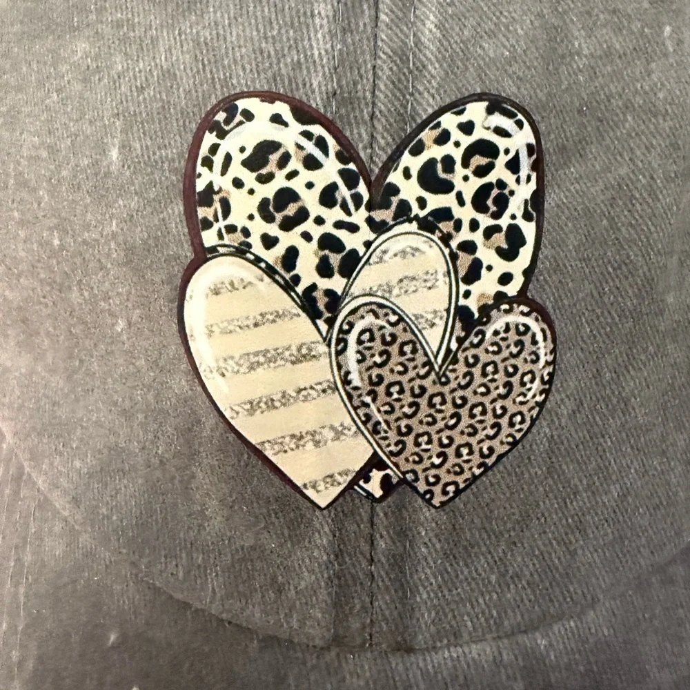 Gray Cap with Heart Patch- New